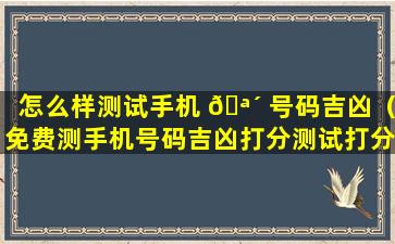 怎么样测试手机 🪴 号码吉凶（免费测手机号码吉凶打分测试打分）